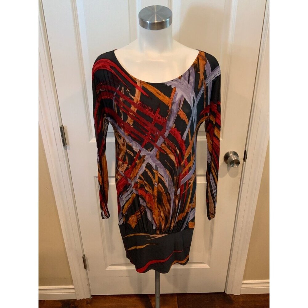 BCBG Max Azria Multicolor Patterned Shift Dress, Size Small